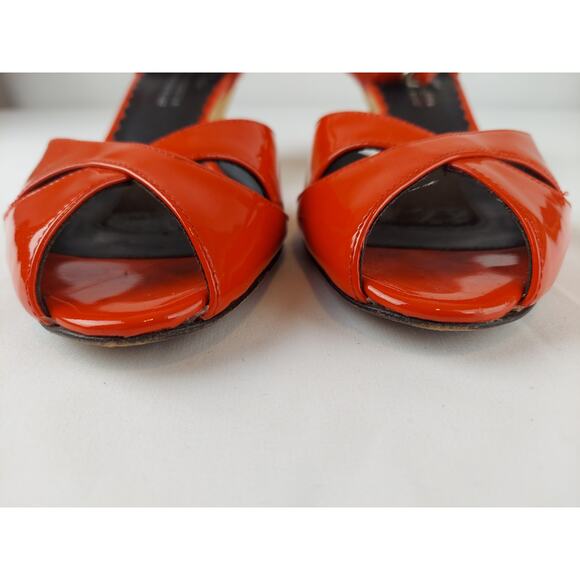 Donald J Pliner Couture Red Strap Peep Toe Cork Wedge Made in Italy 6.5 - Picture 9 of 11